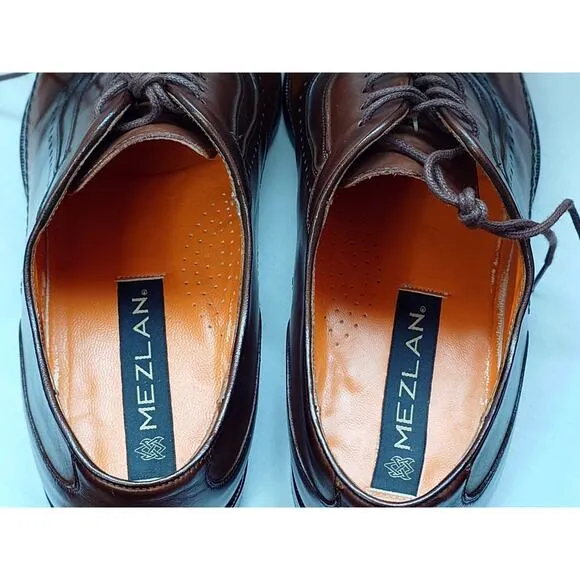 Mezlan &quot;Allamn&quot; Embroidered Oxford Dress Shoes 9.5 M Two Tone Brown