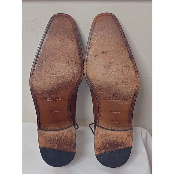 Mezlan &quot;Allamn&quot; Embroidered Oxford Dress Shoes 9.5 M Two Tone Brown