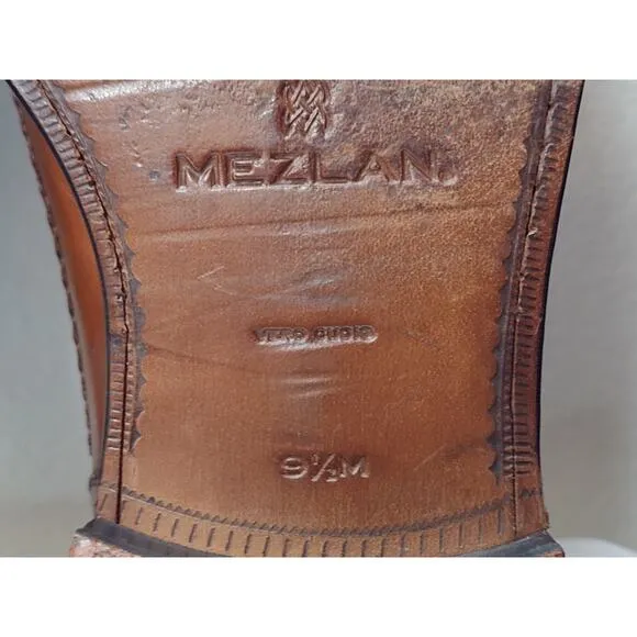 Mezlan &quot;Allamn&quot; Embroidered Oxford Dress Shoes 9.5 M Two Tone Brown