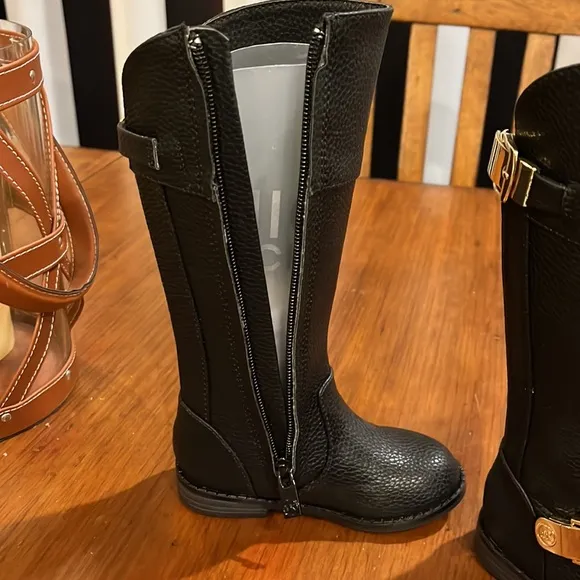 Michael Kors Emma Tara boots black leather new toddlers girls size 6
