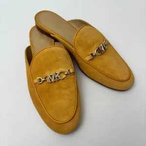 Michael Kors Tiffanie Yellow &amp; Gold Suede Flats Casual Mules women’s size 7