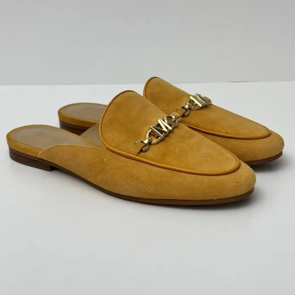Michael Kors Tiffanie Yellow &amp; Gold Suede Flats Casual Mules women’s size 7