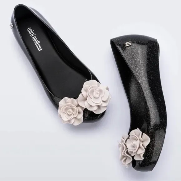 Mini Melissa Black Ultragirl Garden Ballerina