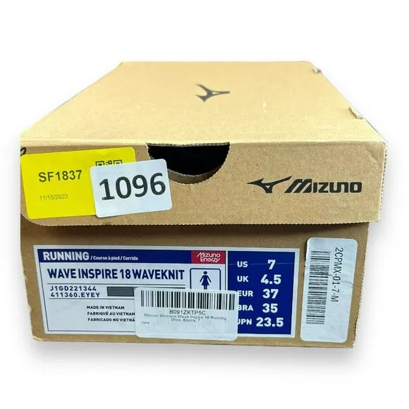 Mizuno Wave Inspire 18 Waveknit Womens 7‎ Running Shoes Black J1GD221344 22Y