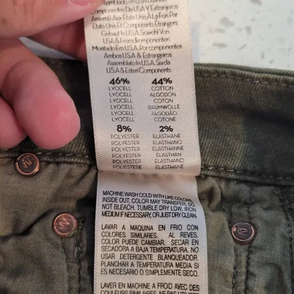 Mother High Waisted Looker Ankle Fray Olive Green Jeans Womens Size 25