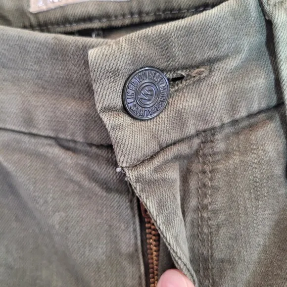 Mother High Waisted Looker Ankle Fray Olive Green Jeans Womens Size 25