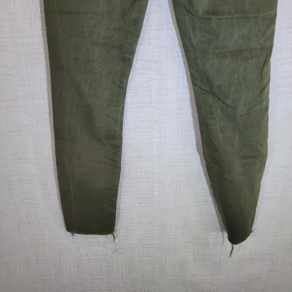 Mother High Waisted Looker Ankle Fray Olive Green Jeans Womens Size 25