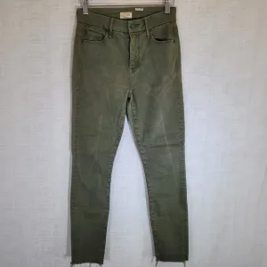 Mother High Waisted Looker Ankle Fray Olive Green Jeans Womens Size 25