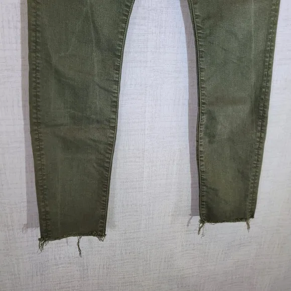 Mother High Waisted Looker Ankle Fray Olive Green Jeans Womens Size 25