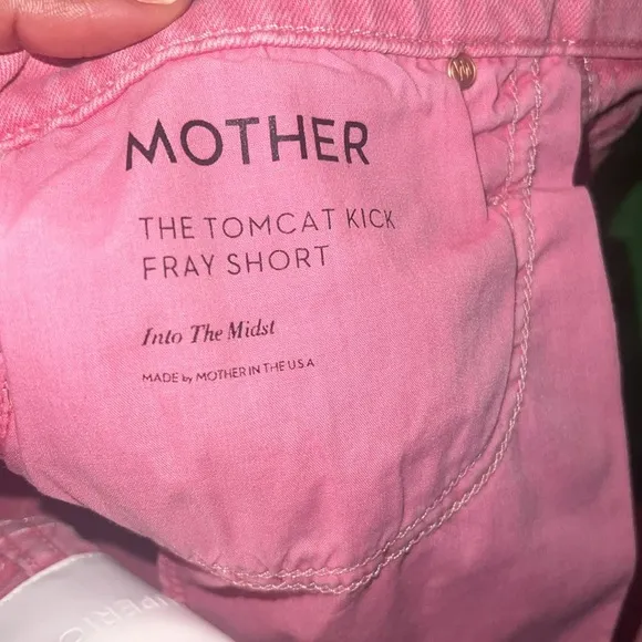 Mother Superior Tomcat Kick Fray Pink Denim Women's Shorts size 26
