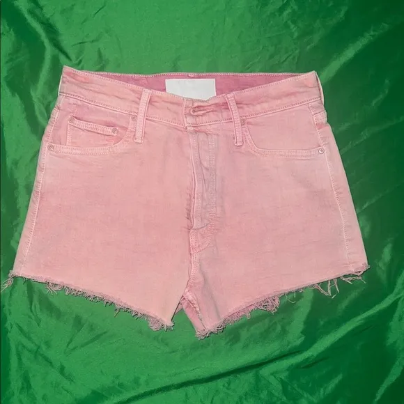 Mother Superior Tomcat Kick Fray Pink Denim Women's Shorts size 26