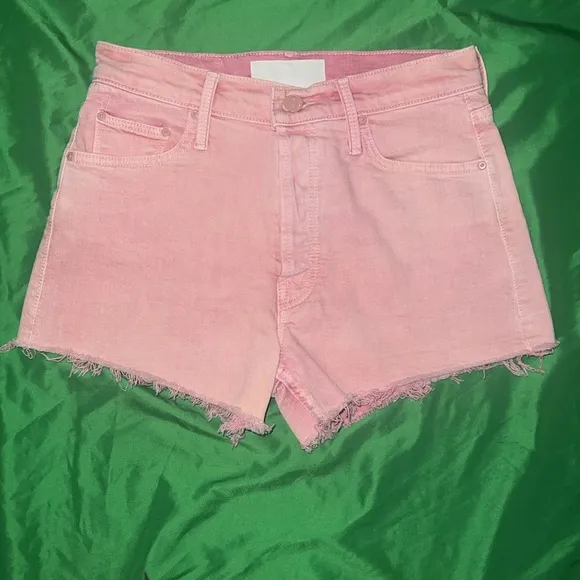 Mother Superior Tomcat Kick Fray Pink Denim Women's Shorts size 26