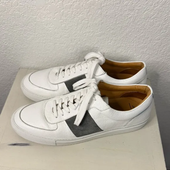 Mr. P Porter Larry Italian Pebble-grain leather &amp; suede sneakers Business Casual