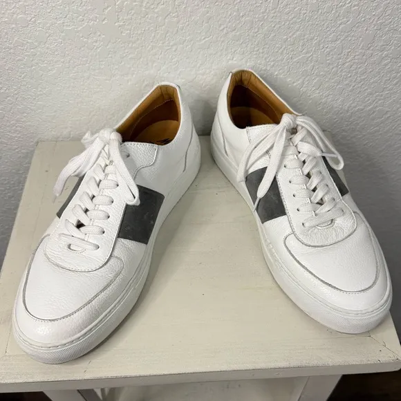 Mr. P Porter Larry Italian Pebble-grain leather &amp; suede sneakers Business Casual