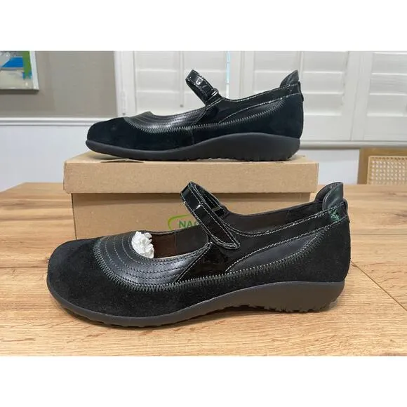 Naot Kirei Mary Jane Black Suede Leather Combo Size 10/11 US 41 EU NIB Versatile