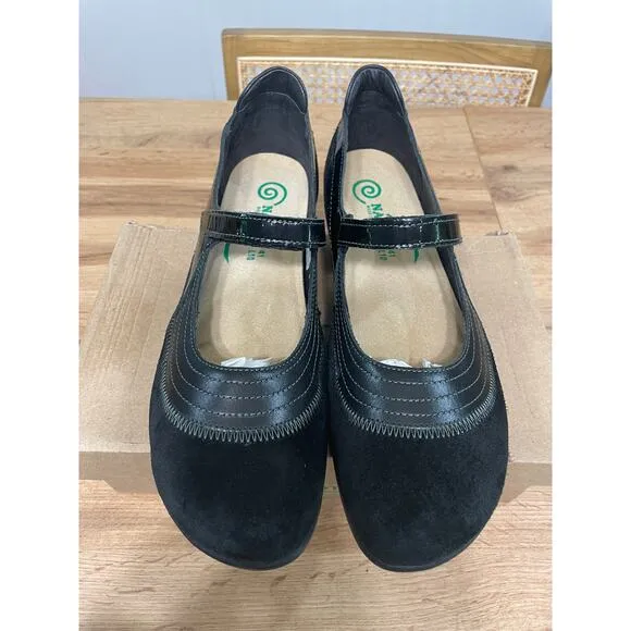 Naot Kirei Mary Jane Black Suede Leather Combo Size 10/11 US 41 EU NIB Versatile