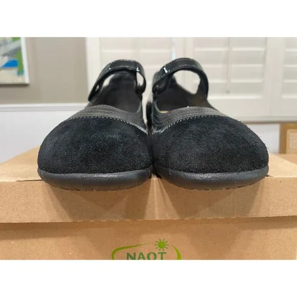 Naot Kirei Mary Jane Black Suede Leather Combo Size 10/11 US 41 EU NIB Versatile