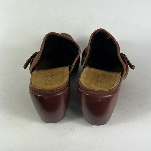 Naot tan brown leather minimalist clog backless heeled mules women’s size 8