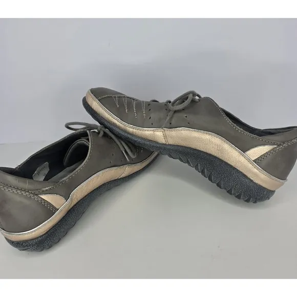 Naot Women's Size US 7-7.5 Kumara Leather Lace Up Shoes EU 38 Gray and Rose Gold
