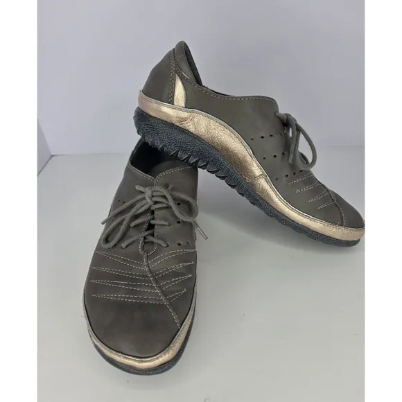 Naot Women's Size US 7-7.5 Kumara Leather Lace Up Shoes EU 38 Gray and Rose Gold