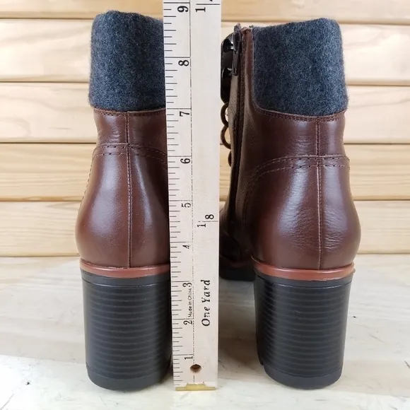 Naturalizer Varuna Waterproof Chocolate Leather High Heel Booties Ankle Boot 11W