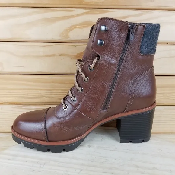 Naturalizer Varuna Waterproof Chocolate Leather High Heel Booties Ankle Boot 11W