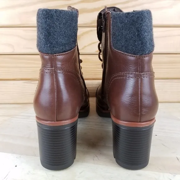 Naturalizer Varuna Waterproof Chocolate Leather High Heel Booties Ankle Boot 11W