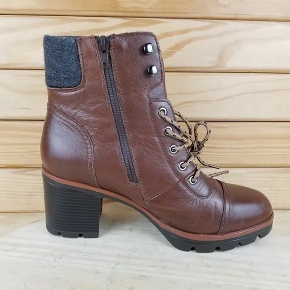 Naturalizer Varuna Waterproof Chocolate Leather High Heel Booties Ankle Boot 11W