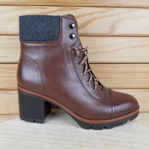 Naturalizer Varuna Waterproof Chocolate Leather High Heel Booties Ankle Boot 11W