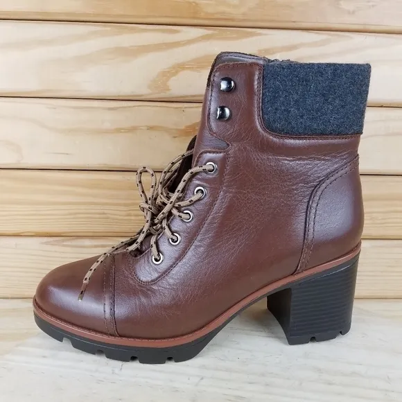 Naturalizer Varuna Waterproof Chocolate Leather High Heel Booties Ankle Boot 11W