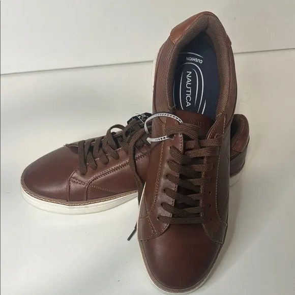 Nautica Brown Sneakers with Matte Leather Finish