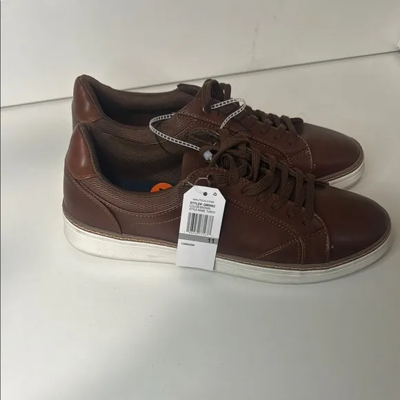 Nautica Brown Sneakers with Matte Leather Finish