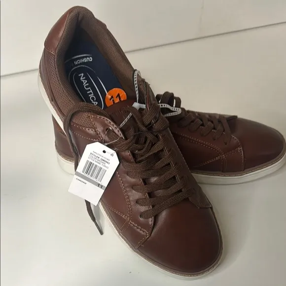 Nautica Brown Sneakers with Matte Leather Finish