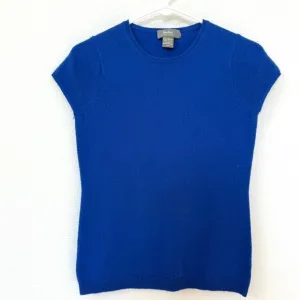 Neiman Marcus Cashmere Sweater Cap Sleeve Blue XS Luxury Classic Soft Minimalist