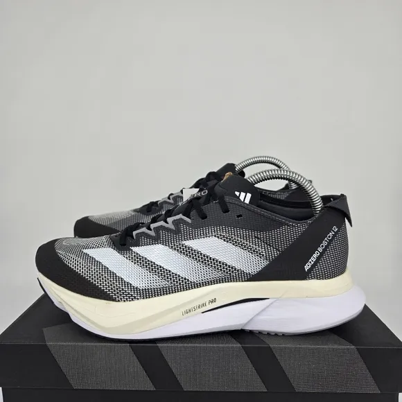 New adidas Adizero Boston 12 Core Black Cloud White Women's Running Shoes Size 8