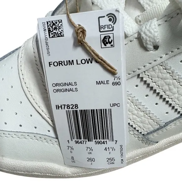 NEW Adidas FORUM LOW CL Sneakers White Lace Up Shoes Men’s US Size 8 Basketball