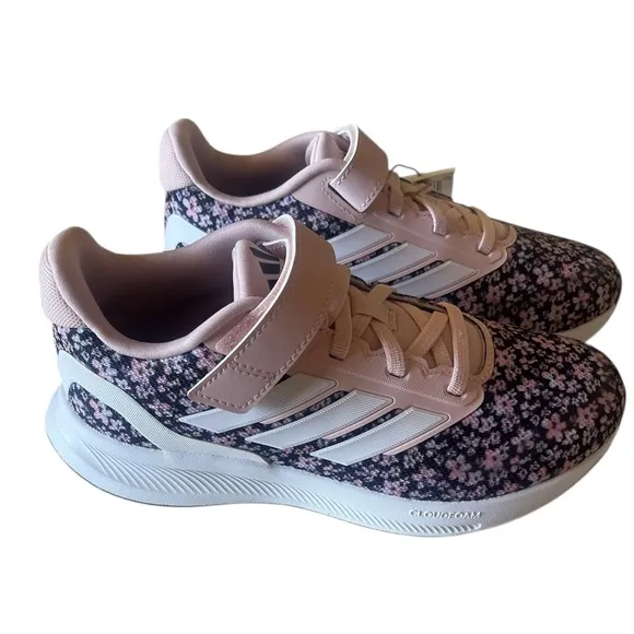 New Adidas Shoes Size 12 Kids Runfalcon 3.0 Pink and Black Floral Sneakers 🖤🖤