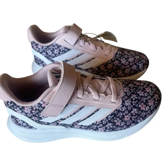 New Adidas Shoes Size 13 Kids Runfalcon 3.0 Pink and Black Floral Sneakers 🖤🖤