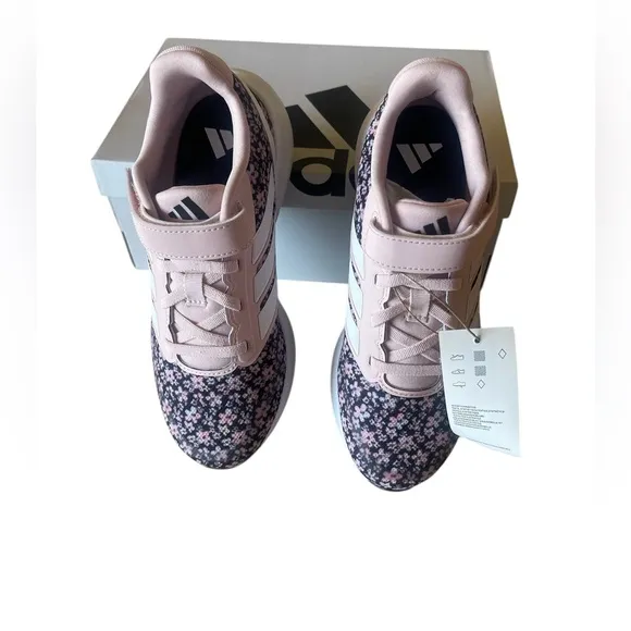 New Adidas Shoes Size 13 Kids Runfalcon 3.0 Pink and Black Floral Sneakers 🖤🖤