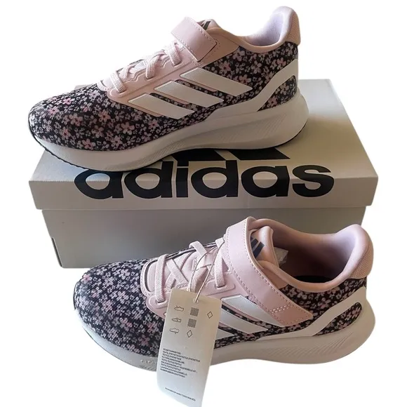 New Adidas Shoes Size 13 Kids Runfalcon 3.0 Pink and Black Floral Sneakers 🖤🖤