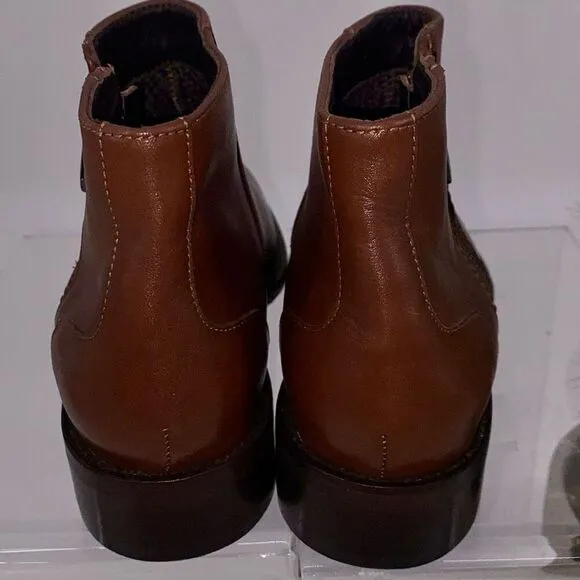 New Aquatalia Fantina Weatherproof Side Zip Leather Bootie Brown 6.5