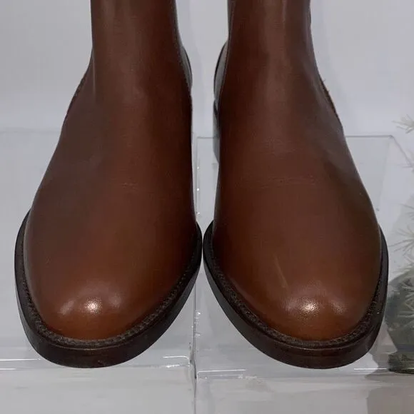 New Aquatalia Fantina Weatherproof Side Zip Leather Bootie Brown 6.5