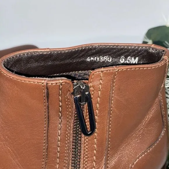 New Aquatalia Fantina Weatherproof Side Zip Leather Bootie Brown 6.5