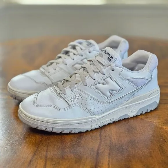 New Balance 550 White Grey Leather Basketball Shoes Sneakers Men's Size 10 Great