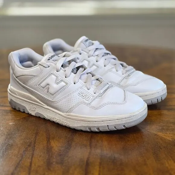 New Balance 550 White Grey Leather Basketball Shoes Sneakers Men's Size 10 Great