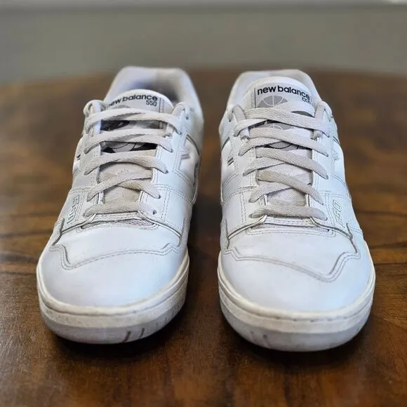 New Balance 550 White Grey Leather Basketball Shoes Sneakers Men's Size 10 Great