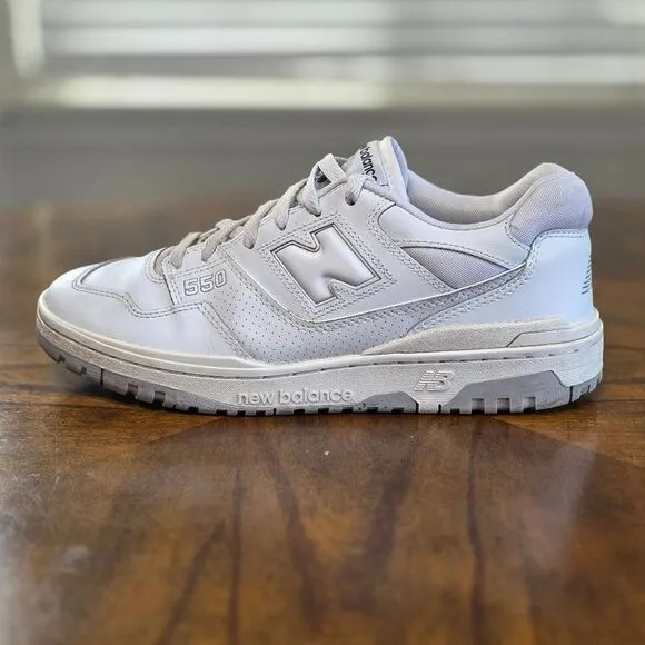 New Balance 550 White Grey Leather Basketball Shoes Sneakers Men's Size 10 Great