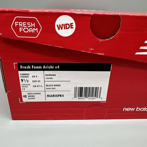New Balance Fresh Foam Arishi v4 Black Running Shoes Mens 9.5 4E