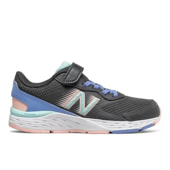 New Balance Kid's 680v6 Bungee Kids Shoes WIDE Black with Blue Sneaker NEW