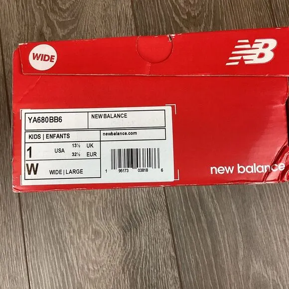 New Balance Kid's 680v6 Bungee Kids Shoes WIDE Black with Blue Sneaker NEW